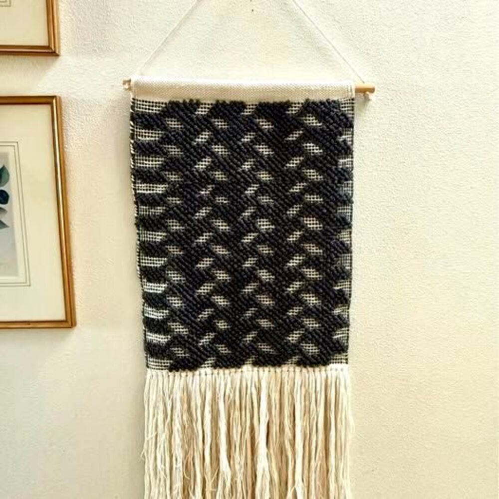 Boho Macrame Woven Carpet Tapestry Wall Hanging Grey Cream